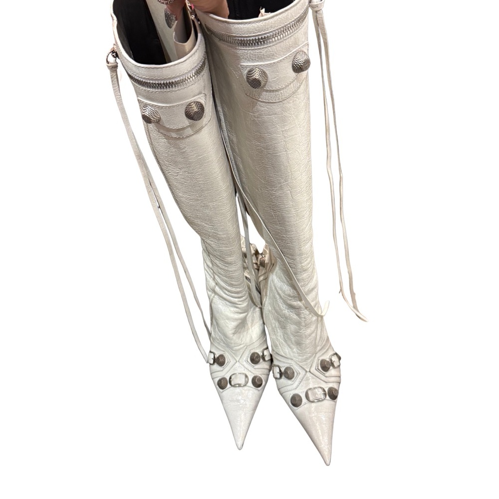 Balenciaga Cagole White Knee-High Boots worn once!